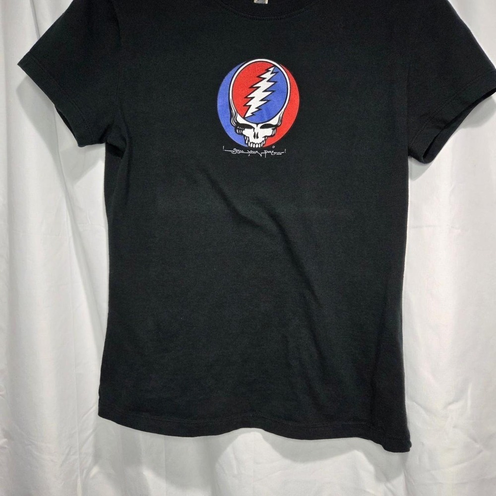 Grateful Dead Steal Your Face Graphic T-Shirt Black Bella Women Medium